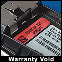 Picture of label that is Warranty Void